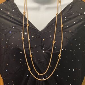 Avon Gold Double Strand Necklace with Knotted Details
